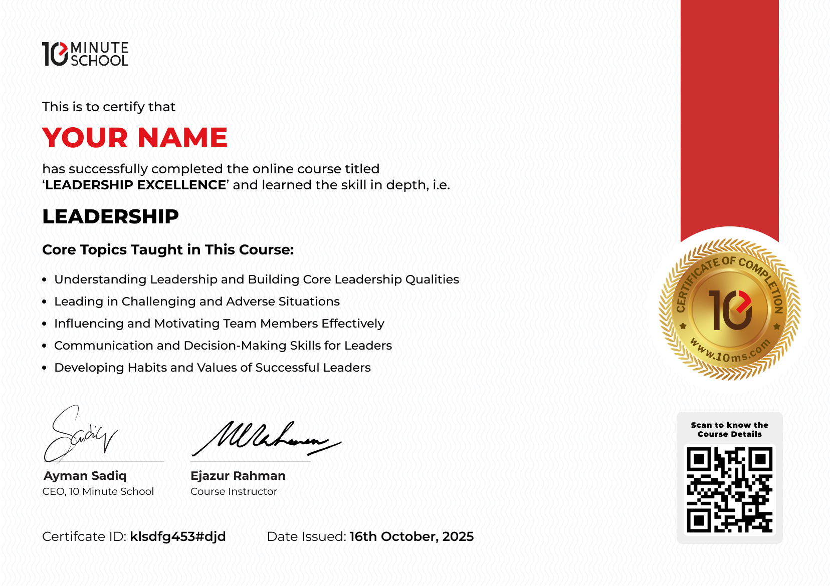 Certificate for Leadership Excellence