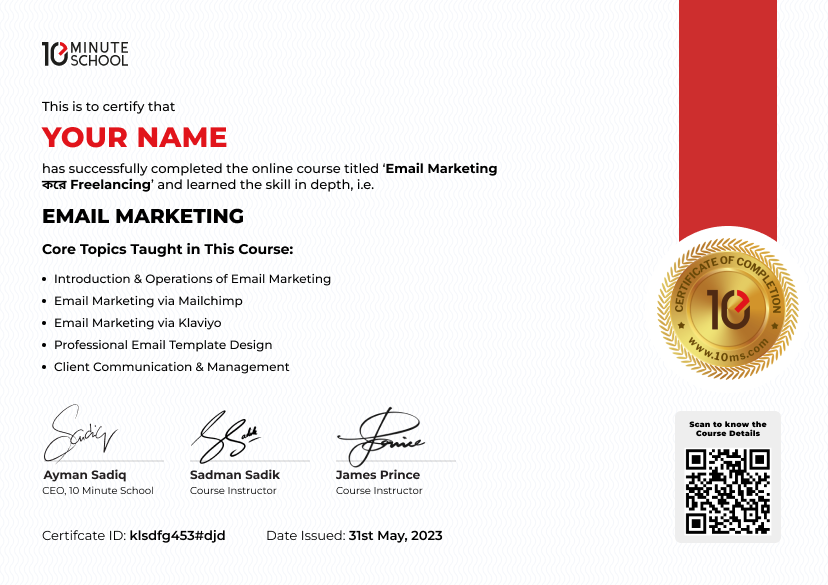 Certificate for Professional Graphic Design Course (Free Pre Book)