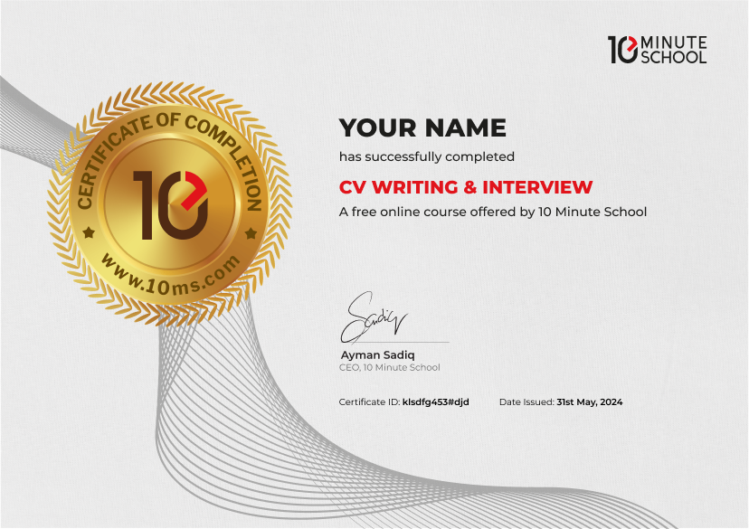 Certificate for CV Writing & Interview