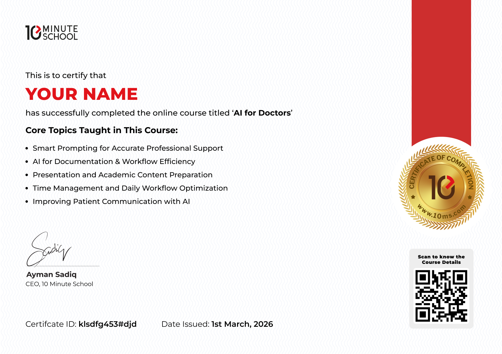 Certificate for AI for Doctors