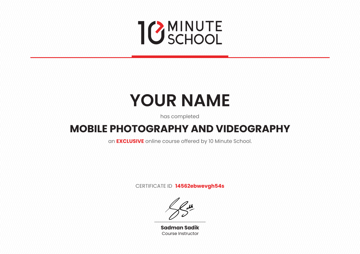 Certificate for Mobile Photography and Videography