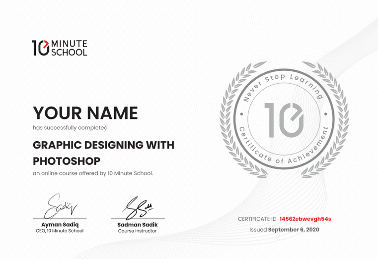 Certificate for Graphic Designing with Photoshop