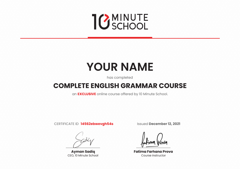 Certificate for Academic English Grammar