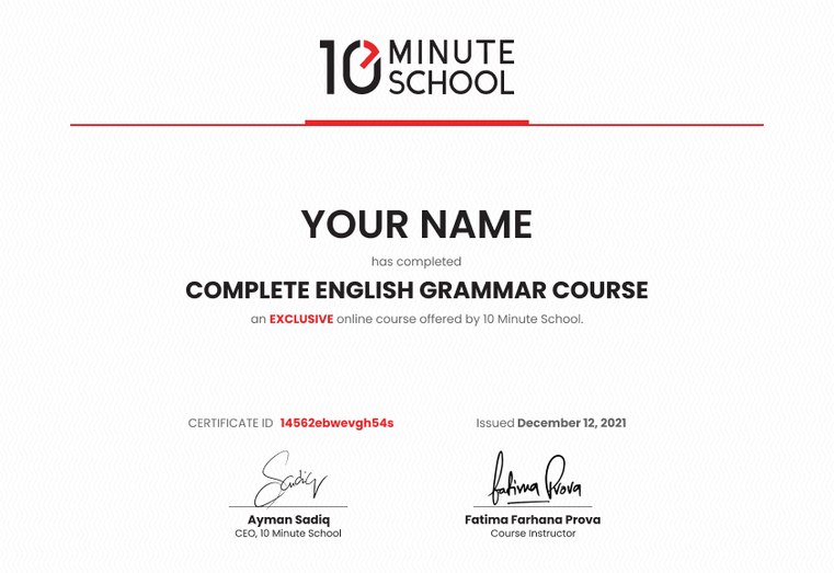 Certificate for Academic English Grammar