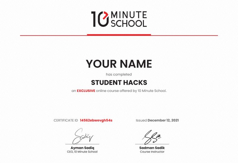 Certificate for Student Hacks