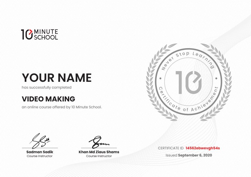 Certificate for Video Making