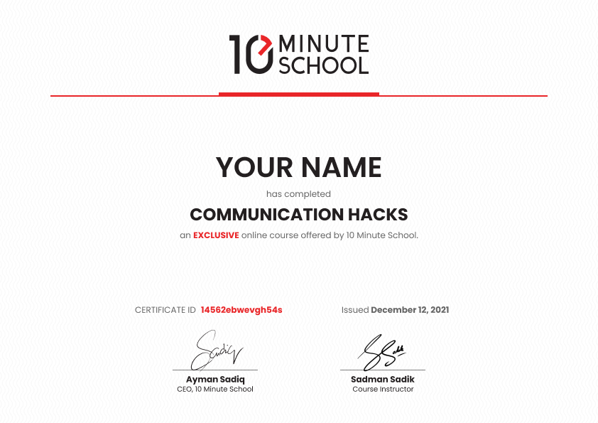 Certificate for Communication Hacks