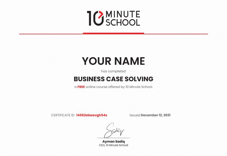 Certificate for Business Case Solving