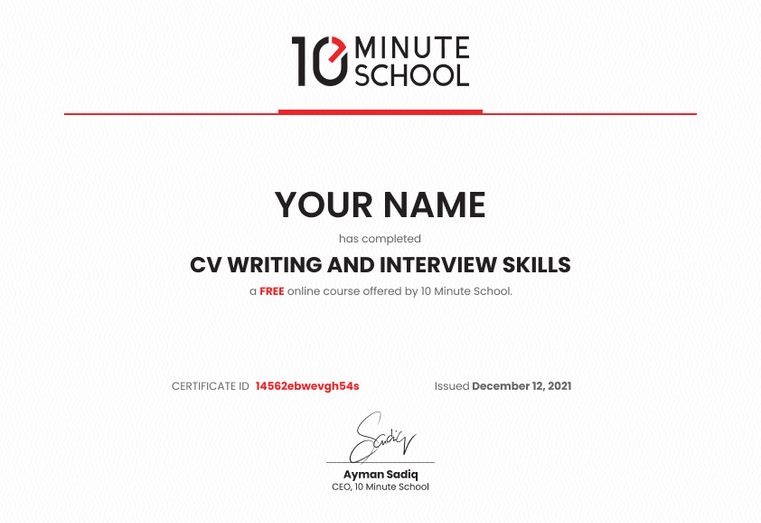 Certificate for CV Writing & Interview