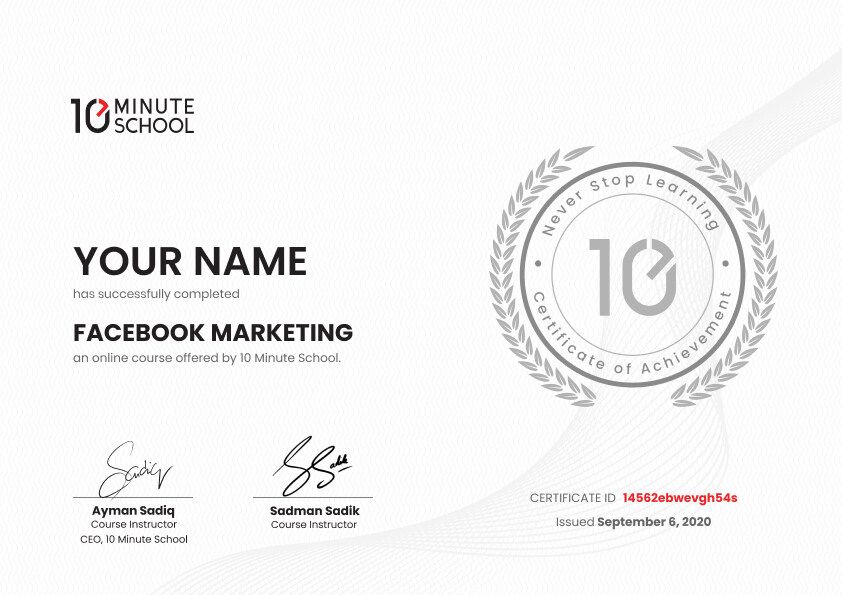 Certificate for Facebook Marketing