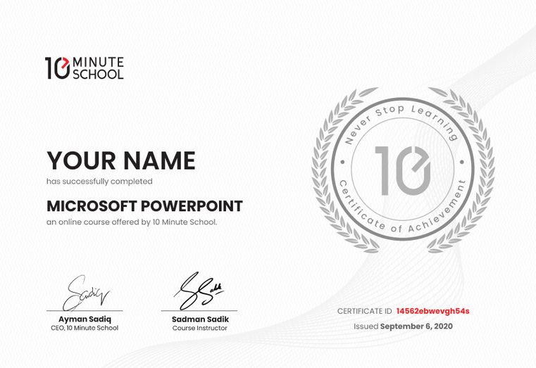 Certificate for Microsoft PowerPoint