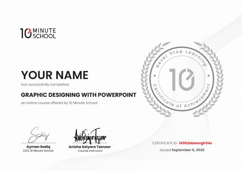 Certificate for Graphic Designing with PowerPoint