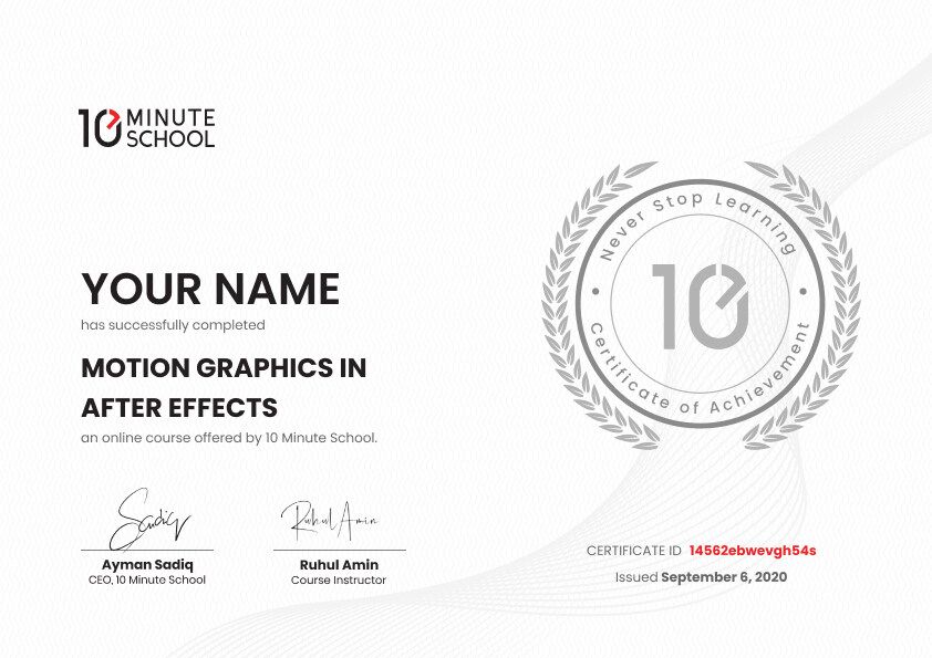 Certificate for Motion Graphics in After Effects
