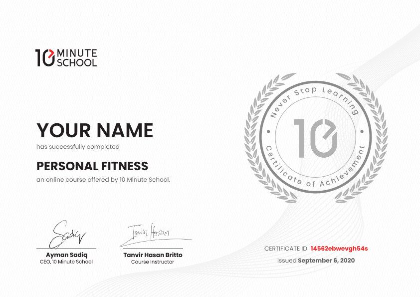 Certificate for Personal Fitness
