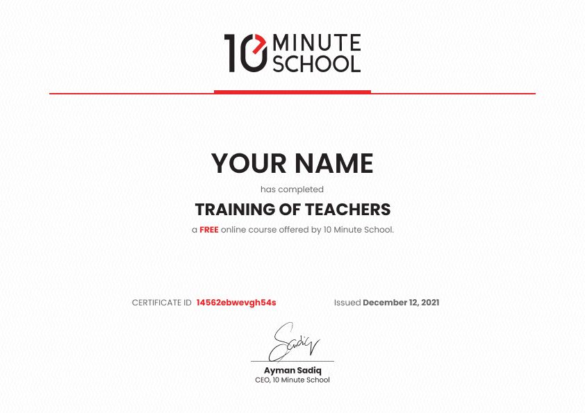 Certificate for Training of Teachers