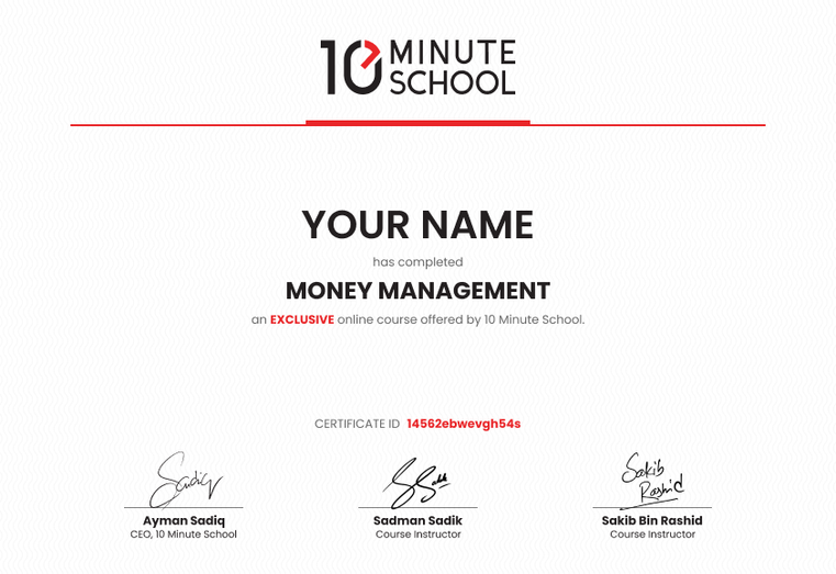 Certificate for Money Management